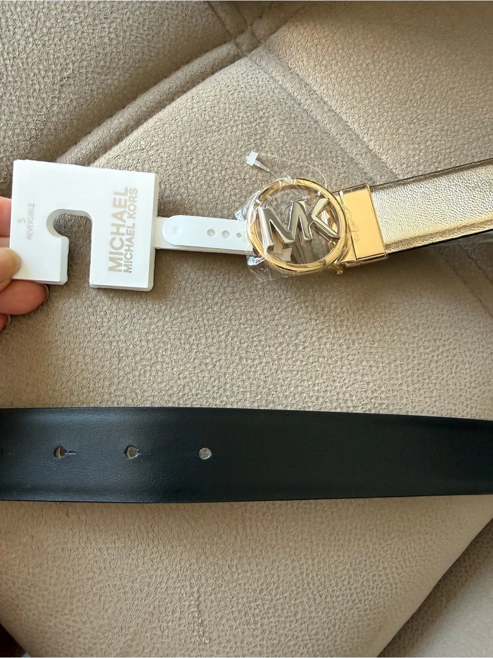 Michael Kors Metallic Gold Logo Belt